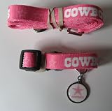 Dallas Cowboys PINK Dog Pet Set Leash Collar ID Tag XS