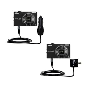 Car and Wall Charger Essential Kit for the Nikon Coolpix S6000 - uses Gomadic TipExchange Technology