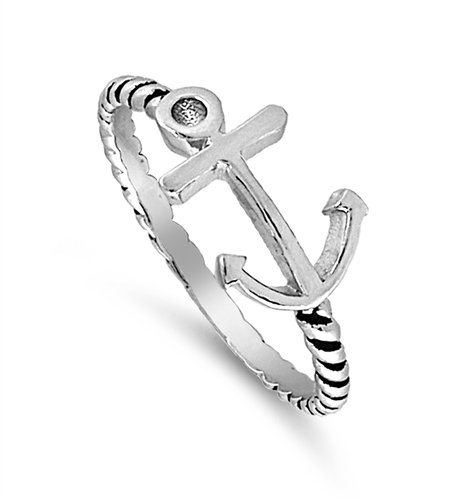 Anchor of My Soul Sideway Cross Ring 8MM Sterling Silver 925