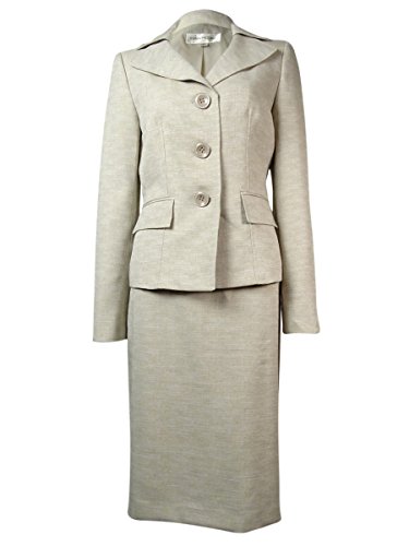 Evan Picone Three-Button Crosshatch Women's Skirt Suit