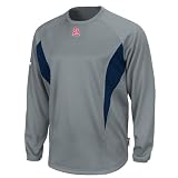 MLB St.Louis Cardinals Adult Long Sleeve Crew Tech Fleece Pllovr (Pro Granite/Pro Navy, Small)