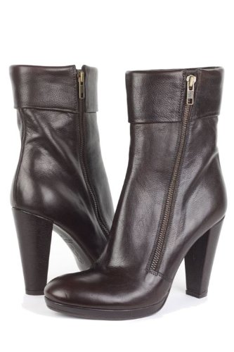 YIN Women's Indigo Brown Platform Leather Ankle Boots - 9 M US (39 EU)
