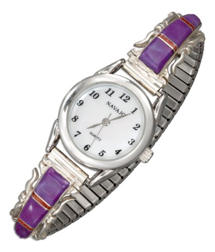 Sterling Silver Ladies Southwest Watch  Magenta, 