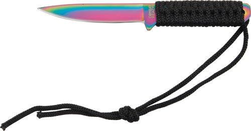 Combat Ready Small Fighter Fixed Blade Knife, 3.625in, Black Cord Wrapped Handle