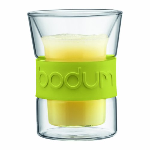 Bodum Presso 6-Ounce Double-Wall Glass with Silicone Grip, Green, Set of 2