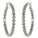 Sterling Silver Bezel-Set Cubic Zirconia Hoop Earrings by Charles Winston