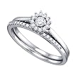 Stunning 2pc. 10k. White Gold Genuine Diamond Bridal Set w/ Round Center Stone " Size 7 "