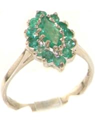 High Quality Solid 925 Sterling Silver Genuine Natural Emerald Cluster Ring - Finger Sizes 4 to 12 Available