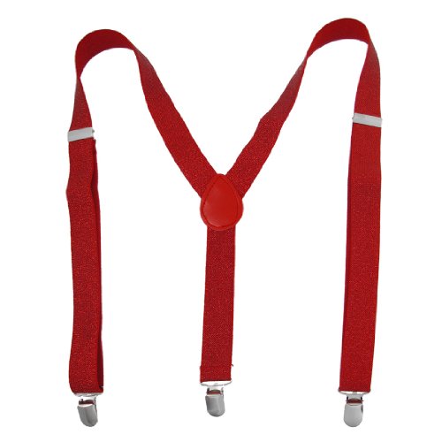 Allegra K Metal Thread Decor Adjustable Clip Y-Shaped Suspender Braces Red for Ladies