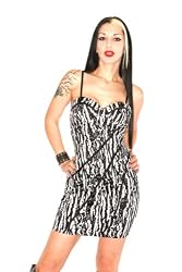 Perpetual Vogue Rocker Style Bra Cup Dress Black White
