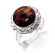 Silvertone Framed Topaz Colored Swarovski Crystal Fashion Ring
