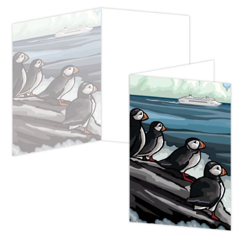 ECOeverywhere Alaska Puffins Boxed Card Set, 12 Cards and Envelopes, 4 x 6 Inches, Multicolored (bc11874) On Sale