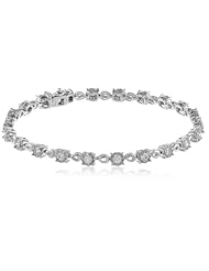 14k White Gold Cluster Diamond Bracelet (2.0 cttw, H-I, I1-I2), 7"