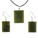 British Columbian Sepentine Jade Dome Rectangle Pendant and Earring Set - Pendant 18mm x 22mm, Earrings 14mm x 18mm - Adjustable Cord Necklace