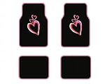 Front & Rear Carpet Floor Mats – Red White Pink Triple Hearts