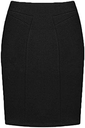 VOGLLY Women's Autumn Wool Solid Wrap Bodycon Office Midi Pencil Skirt