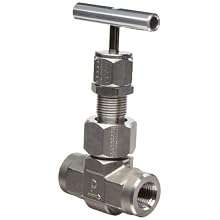 Parker U Series Stainless Steel 316 Needle Valve, Inline, T-Bar Handle, Blunt Stem, NPT Female
