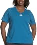 adidas Women's Stretch Cotton Short Sleeve Top,Native Blue,1X