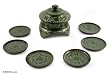 Lacquered coasters, 'Jade Jungle' (set for 6)