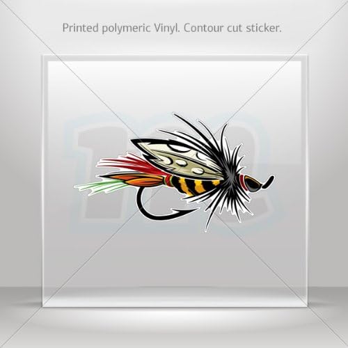 Decals Sticker Fly fishing car helmet window Boat jet-ski Garage door 6 X 3.6 Inches Vinyl color print 0600 XW757