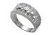 14K White Gold Hand-Crafted Matte-Finish Designer Ring, Enhanced with Clustered Bezel Set Diamonds.
