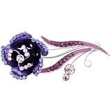 Vintage Purple Studded Tulip Flower Brooch Gifts