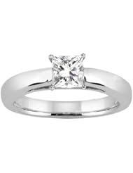 0.50 Ct Princess H/I SI1/SI2 Diamond 14K White Gold Solitaire Ring