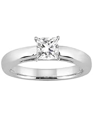 0.60 Ct Princess H/I I1 Diamond 14K White Gold Solitaire Ring