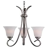 Sea Gull Lighting 31360-965 Three-Light Rialto Chandelier with Etched White Alabaster Glass Shades, Antique Brushed Nickel Finish