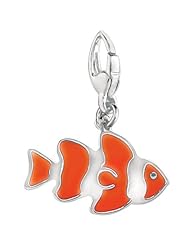 Sterling Silver ENAMEL CLOWN FISH Charm