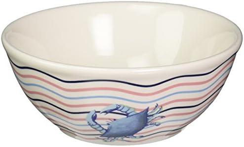 SHARD POTTERY Crab Bowl, Small, Salmon/Blue