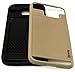 Bastex Samsung Galaxy S7 Case, Hybrid Black Rubber Silicone Cover Gold Hard Plastic Hidden Credit Card Cash Id Holder Slot Case for Samsung Galaxy S7 G930