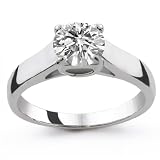 14k White Gold 1/3ctw. Round Cut Trellis Setting Solitaire Diamond Ring - (I-J;I1-2)