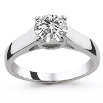 Platinum 1/3 Carat Round Cut Trellis Setting Solitaire Diamond Ring - (G-H;SI1-2)