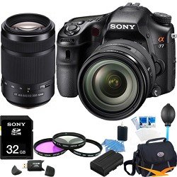 Sony SLTA77VQ a77 Digital SLR 24.3 MP with 16-50mm, 55-300 Ultimate Bundle