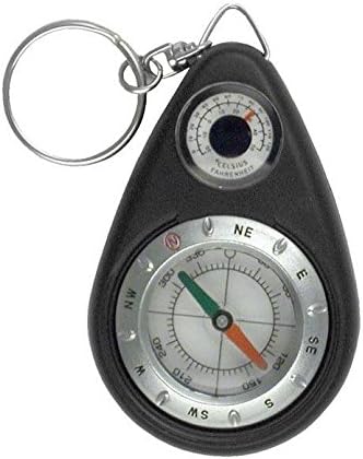 4.5" Mini Survival Camping Compass Thermometer Keychain