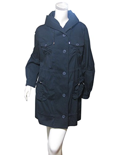 EARTHY MODE 綿混ストレッチ素材 お洒落で機能性に優れた黒のデザインコート ブラック M