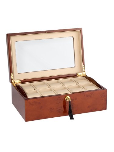 Rothenschild Accessories RS-80110 DB Watch Box For 10 Watches Dark Burlwood