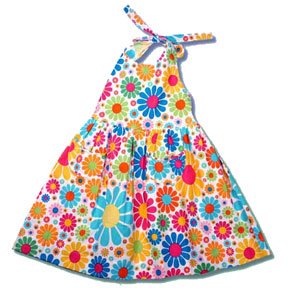 Retro Flowers Halter Sun Dress Size 4T