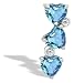 14K White Gold Genuine Heart Blue Topaz and Diamond 3-Stone Pendant