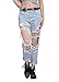 Wink Gal Women Coachella Destroyed Boyfriend Jeans Ripped Washed Denim Trousers