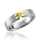 Men's 18k Gold and Stainless Steel Band Ring - Width 5mm