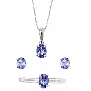 Sterling Silver Oval Tanzanite Jewelry Set (Size 7) by 