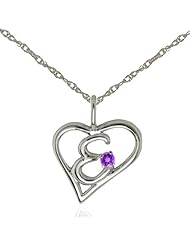 10k White Gold and Birthstone Initial Pendant Necklace
