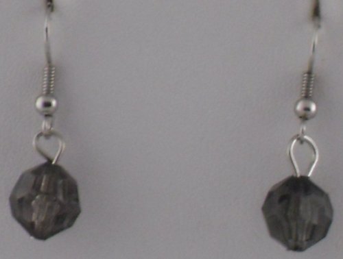 Charcoal Gem Cut Globes Earrings