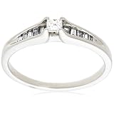 14k White or Yellow Gold Princess Cut Diamond Engagement Ring (1/4 cttw, G-H Color, SI2 Clarity)