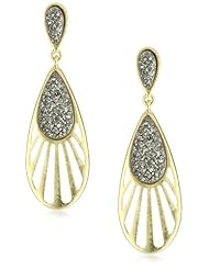 Marcia Moran "Illume" Titanium Druzy Double Drop Dangling Earrings