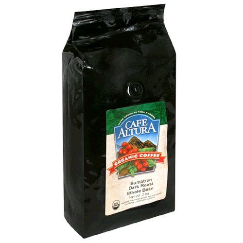 Cafe Altura Organic Coffee, Whole Bean, Sumatran Dark Roast, 32-Ounce Bags (Pack of 2)