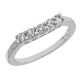 14k White Gold Moissanite 5 Stone Curved Band for 3 Stone Rings (.30 cttw equivalent)