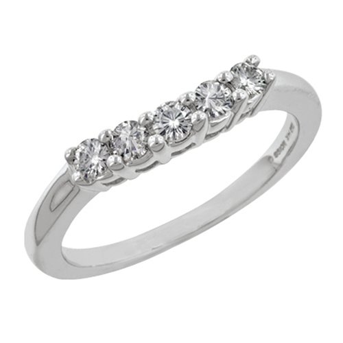 14k White Gold Moissanite 5 Stone Curved Band for 3 Stone Rings (.30 cttw equivalent)